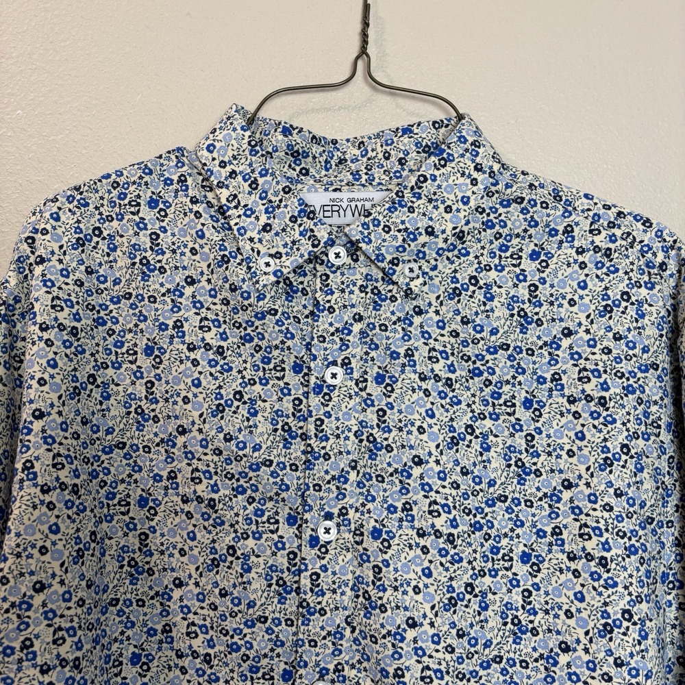 Nick Graham Everywhere Floral Slim Fit Long Sleeve Button Up Shirt Men's Large - Picture 2 of 11